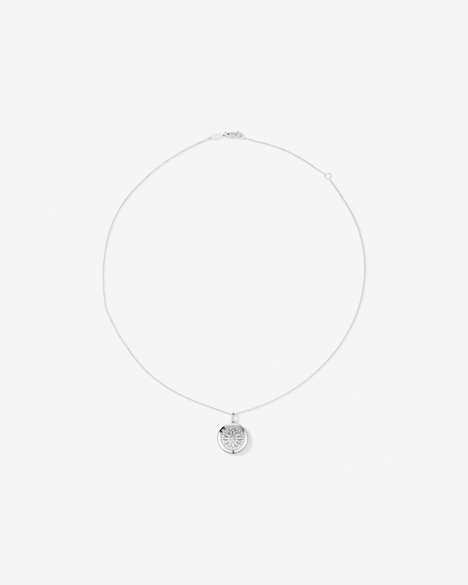 Diamond Accent Engraved Round Locket With Chain in Sterling Silver