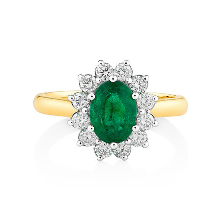 Emerald Ring with 0.48 carat TW of diamonds in 18kt Yellow & White Gold Emerald Ring with 0.48 carat TW of diamonds in 18kt Yellow & White Gold
