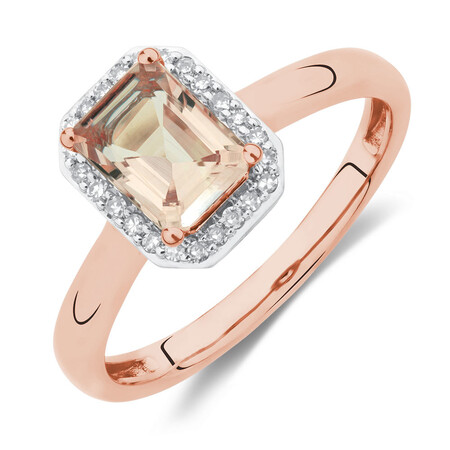 Ring with Morganite & Diamonds in 10kt Rose Gold Ring with Morganite & Diamonds in 10kt Rose Gold
