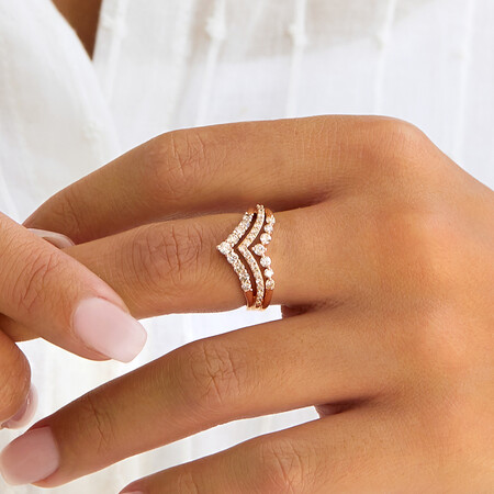 Three Row Chevron Ring with 3/4 Carat TW of Diamonds in 10kt Rose Gold Three Row Chevron Ring with 3/4 Carat TW of Diamonds in 10kt Rose Gold