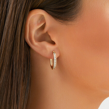 Huggie Earrings with 0.50 Carat TW of Diamonds in 10kt Yellow Gold Huggie Earrings with 0.50 Carat TW of Diamonds in 10kt Yellow Gold