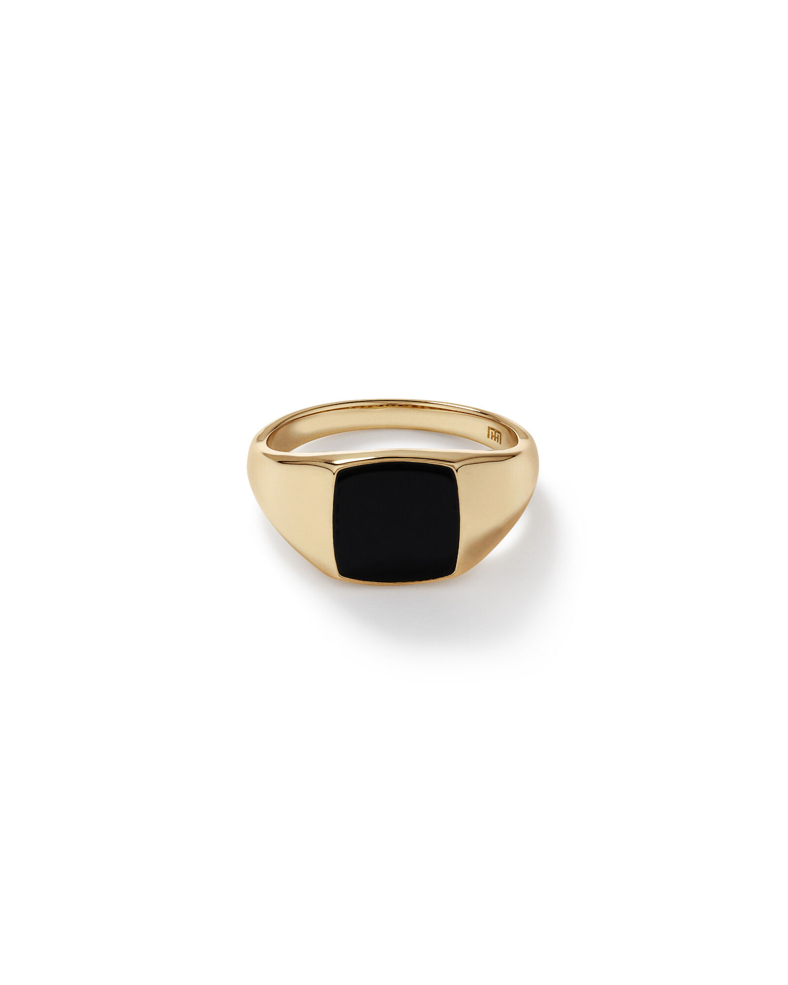 Men s Ring with Cushion Shaped Onyx in 10kt Yellow Gold