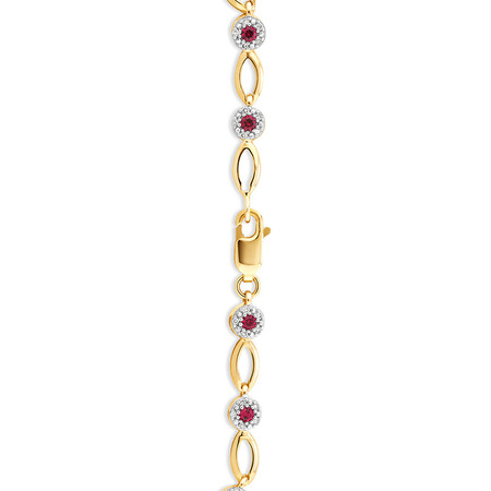 Bracelet with Laboratory Created Ruby & 0.25 Carat TW of Natural Diamonds in 10kt Yellow Gold Bracelet with Laboratory Created Ruby & 0.25 Carat TW of Natural Diamonds in 10kt Yellow Gold