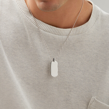 55cm (22") Dog Tag Pendant in Sterling Silver 55cm (22") Dog Tag Pendant in Sterling Silver
