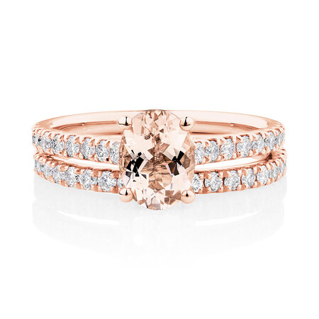 Bridal Set with 5/8 Carat TW of Diamonds & Morganite in 14kt Rose Gold Bridal Set with 5/8 Carat TW of Diamonds & Morganite in 14kt Rose Gold