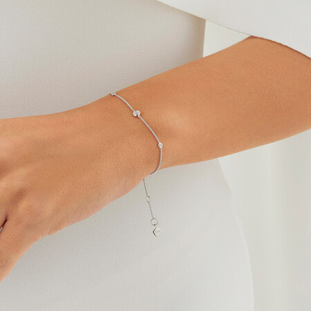 Station Bracelet with 0.10 Carat TW of Diamonds in Sterling Silver Station Bracelet with 0.10 Carat TW of Diamonds in Sterling Silver