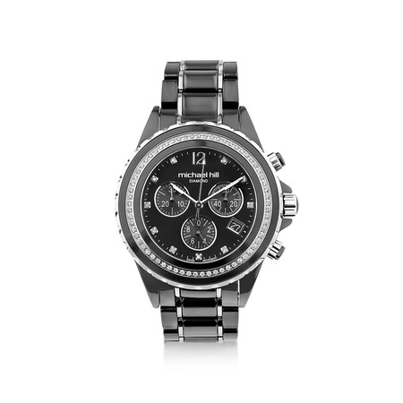 Unisex Chronograph Watch with 1/2 Carat TW of Diamonds in Black Ceramic & Stainless Steel