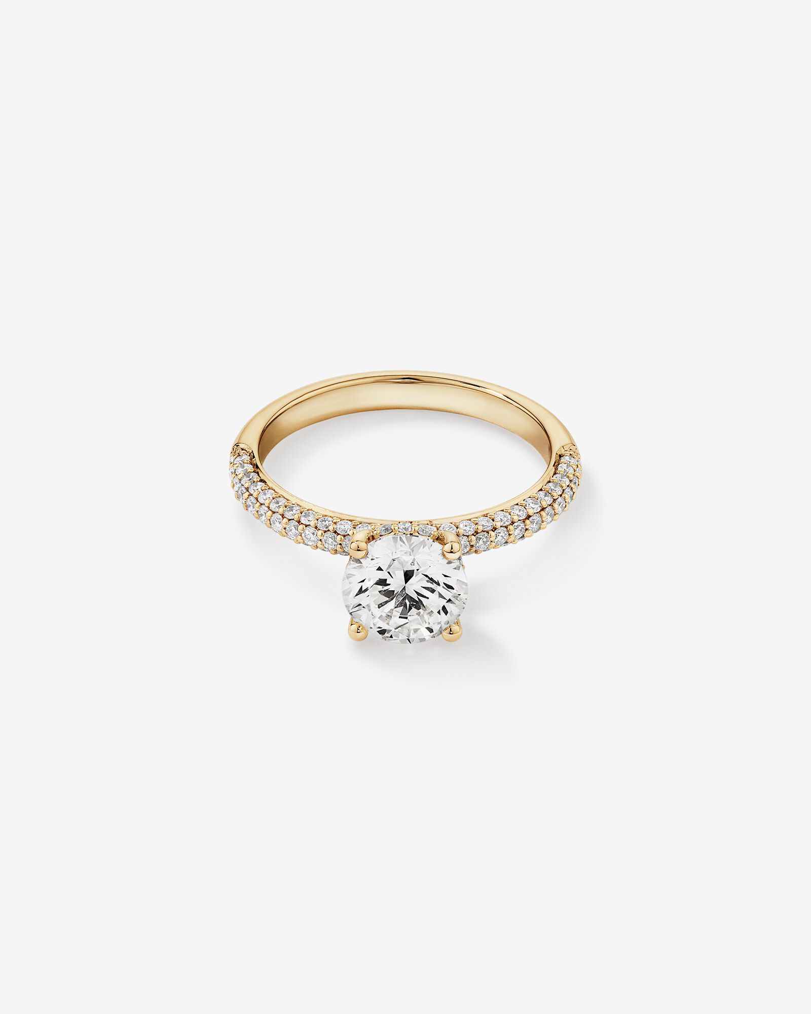 Bague de fiançailles ronde TW de 1,95 carat en or jaune jaune 14 carats