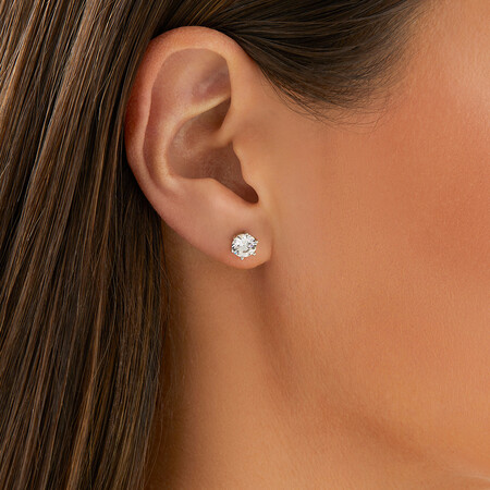 Stud Earrings with Cubic Zirconia in Sterling Silver Stud Earrings with Cubic Zirconia in Sterling Silver