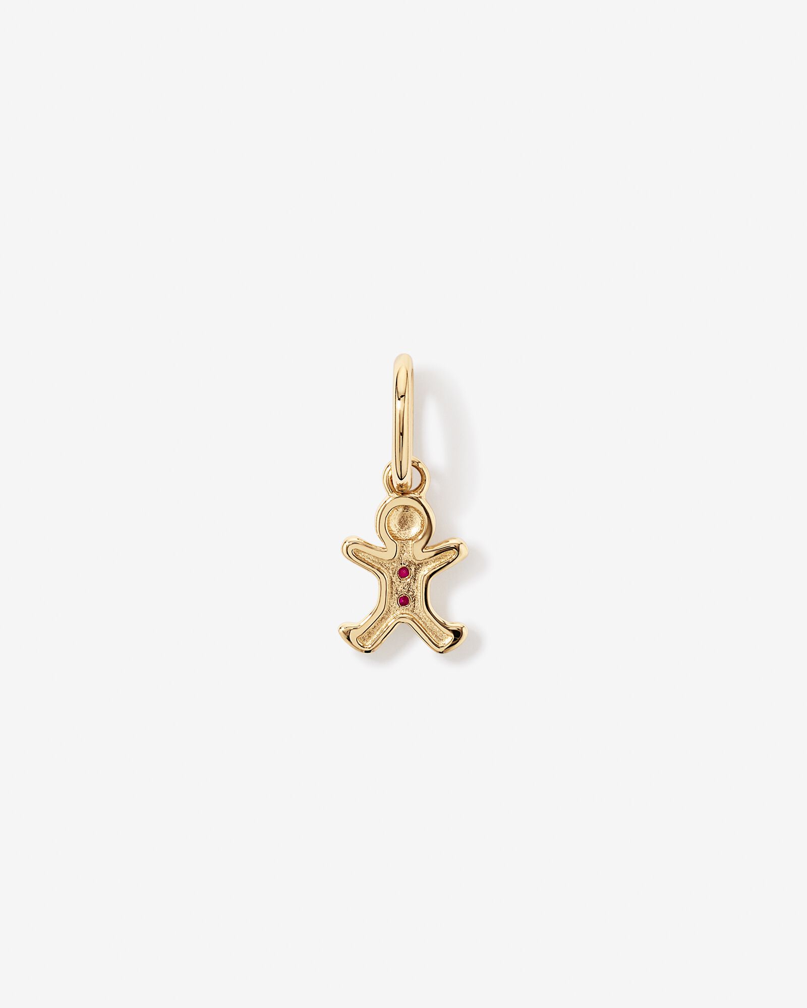 Gingerbread Pendant with Round Created Rubies in 10kt Yellow Gold