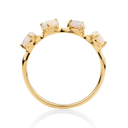 Ring with Natural White Opals in 10kt Yellow Gold Ring with Natural White Opals in 10kt Yellow Gold