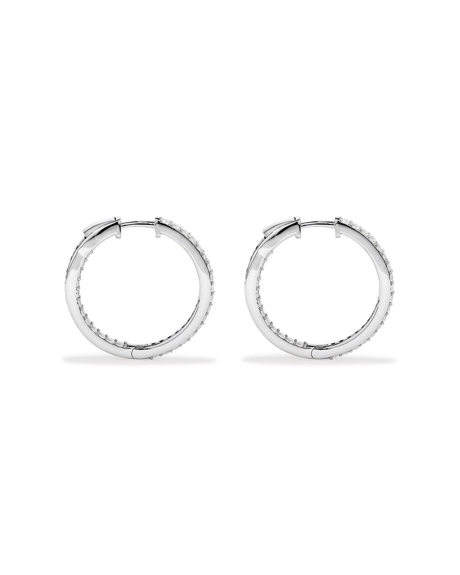 30mm Cubic Zirconia Huggie Hoop Earrings in Sterling Silver