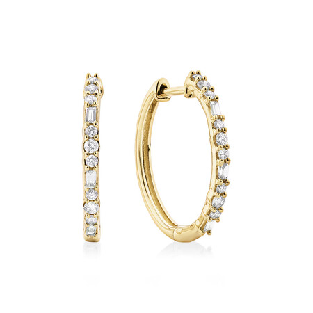 Hoop Earrings with 0.25 Carat TW Of Diamonds in 10kt Yellow Gold Hoop Earrings with 0.25 Carat TW Of Diamonds in 10kt Yellow Gold