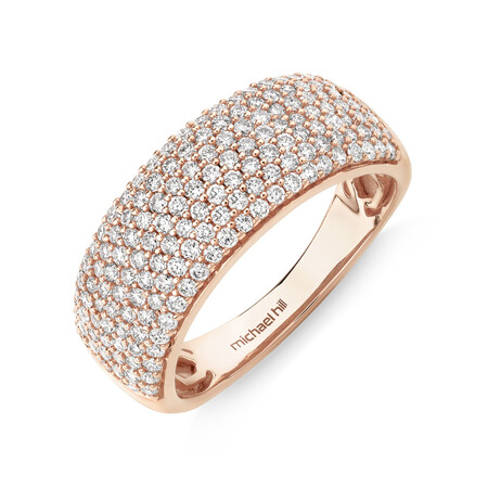 Diamond Pave Ring with 1.00 Carat TW Diamond in 10kt Rose Gold