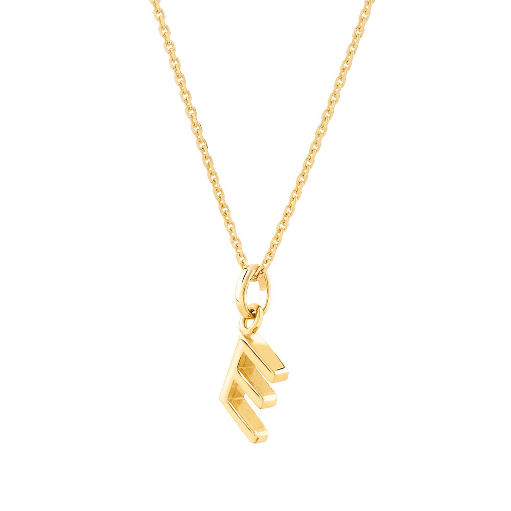 "E" Initial Pendant with Chain in 10kt Yellow Gold