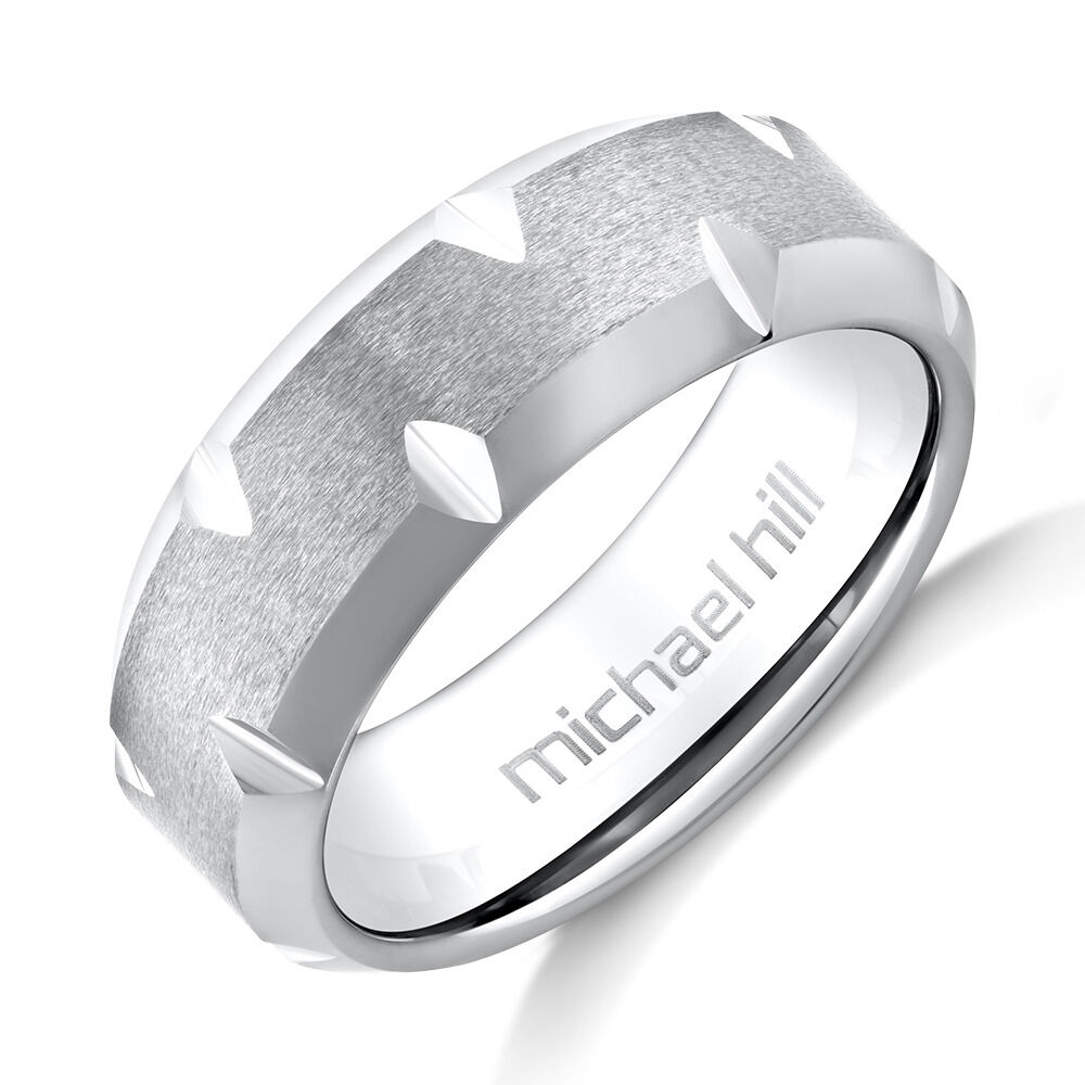 Men s Ring in Grey Sapphire Tungsten