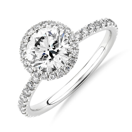 Sir Michael Hill Designer Halo Engagement Ring with 1.68 Carat TW of Diamonds in 18kt White Gold