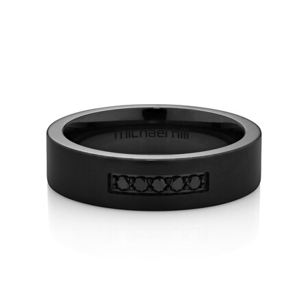 6mm Black Titanium Ring with Black Diamonds 6mm Black Titanium Ring with Black Diamonds