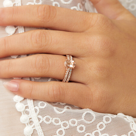 Bridal Set with 5/8 Carat TW of Diamonds & Morganite in 14kt Rose Gold Bridal Set with 5/8 Carat TW of Diamonds & Morganite in 14kt Rose Gold
