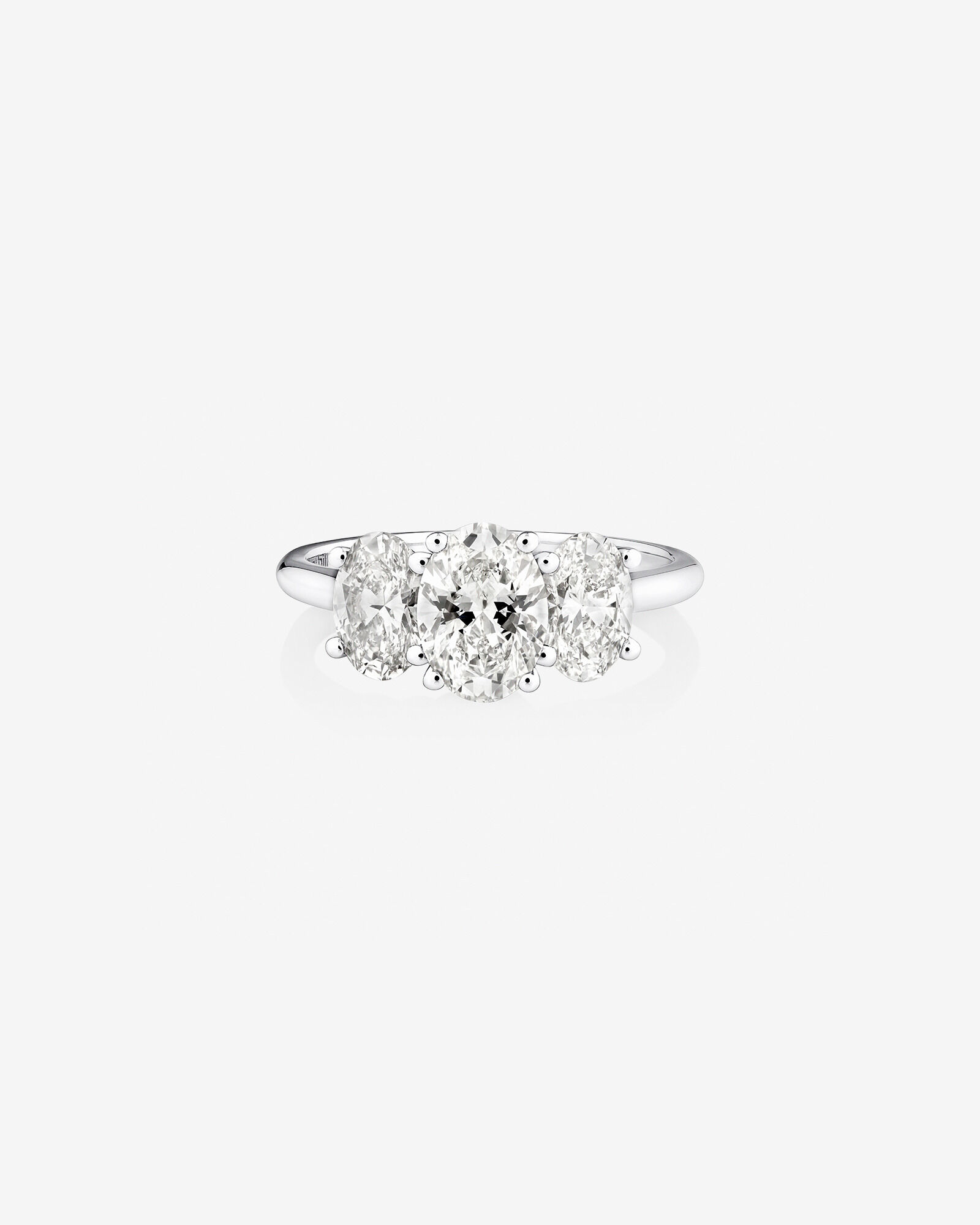 2 Carat Three Stone Oval Laboratory-Grown Diamond Engagement Ring In 14kt Gold
