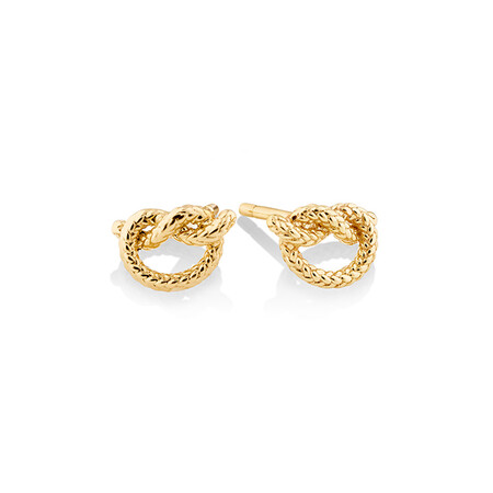 Overhand Rope Knot Earrings in 10kt Yellow Gold