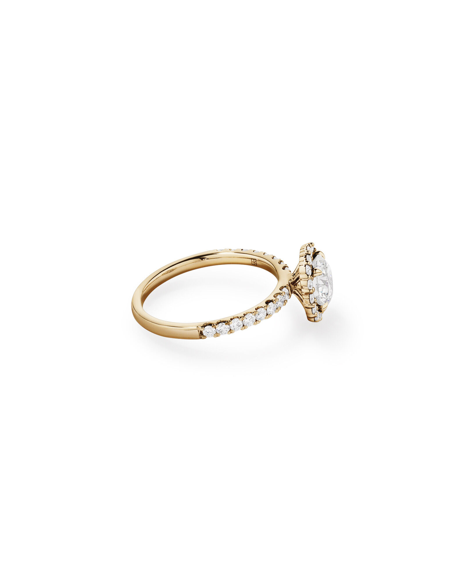 Bague ronde TW Round Brilliant Diamond Halo Engagemet de laboratoire de 1,79 carat en or jaune 14 carats