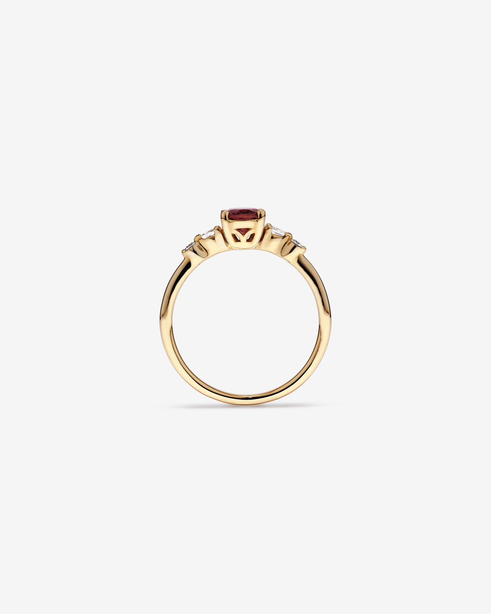 Oval-Cut Pink Tourmaline Scatter Ring with 0.10 Carat TW of Diamonds in 10kt Yellow Gold