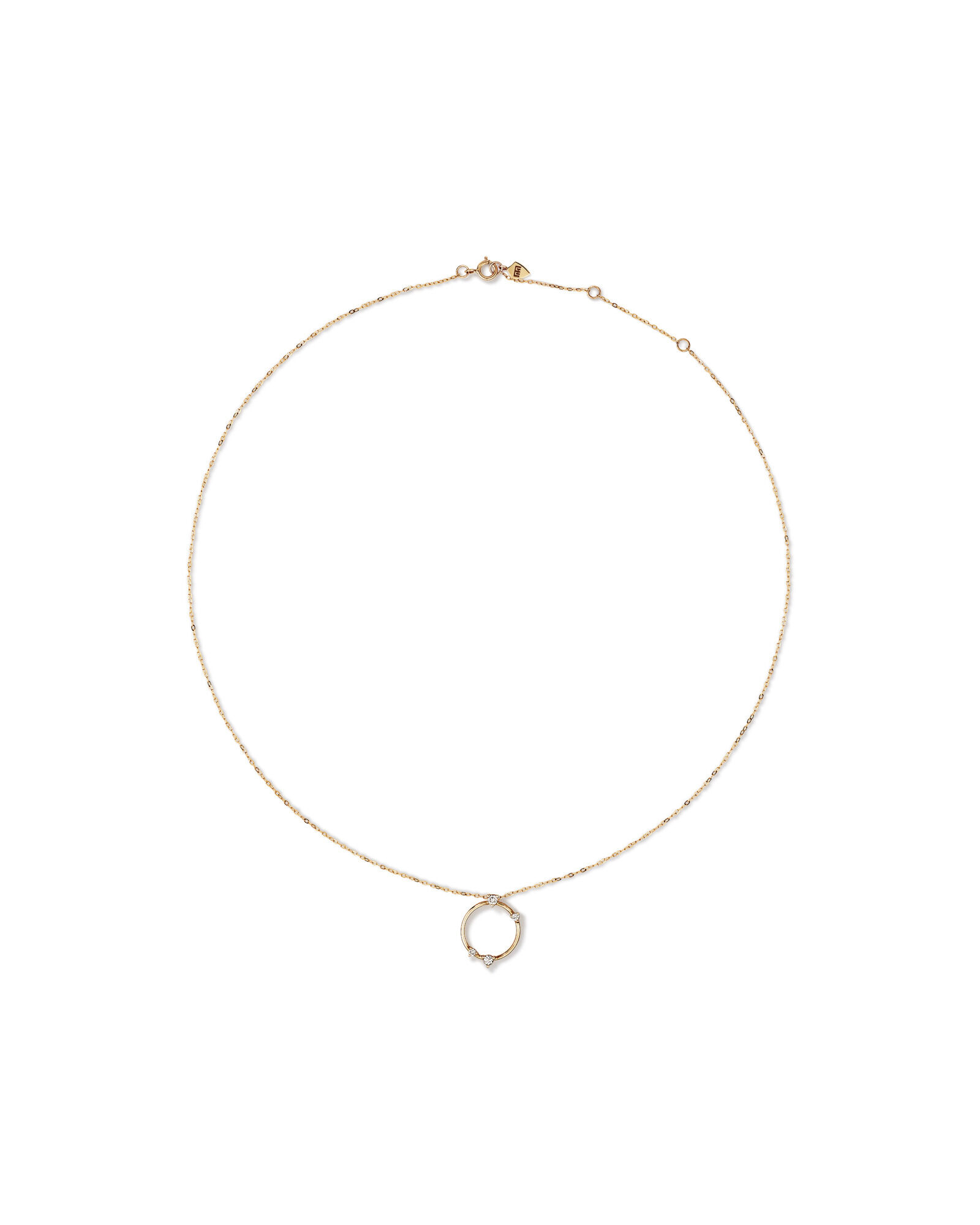 Diamond Studded Circle Necklace in 10kt Yellow Gold