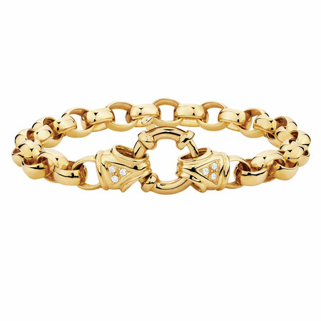19cm (7.5") Diamond Set Belcher Bracelet in 10kt Yellow Gold