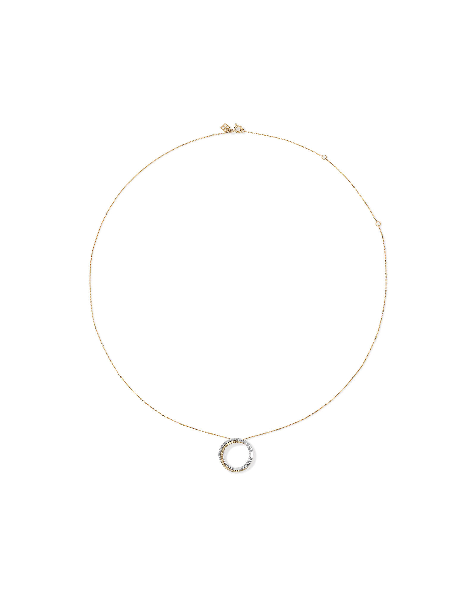 0.11 Carat TW Diamond Triple Circle Crossover Pendant Necklace in Sterling Silver & 10kt Yellow Gold