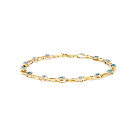 Bracelet with Created Emerald and 1/4 Carat TW of Diamonds in 10kt Yellow Gold Bracelet with Created Emerald and 1/4 Carat TW of Diamonds in 10kt Yellow Gold