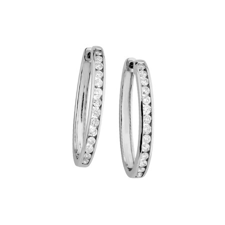 Hoop Earrings with 1 Carat TW of Diamonds in 10kt White Gold