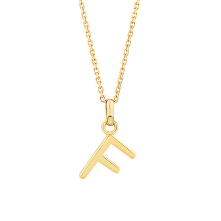 "F" Initial Pendant with Chain in 10kt Yellow Gold "F" Initial Pendant with Chain in 10kt Yellow Gold