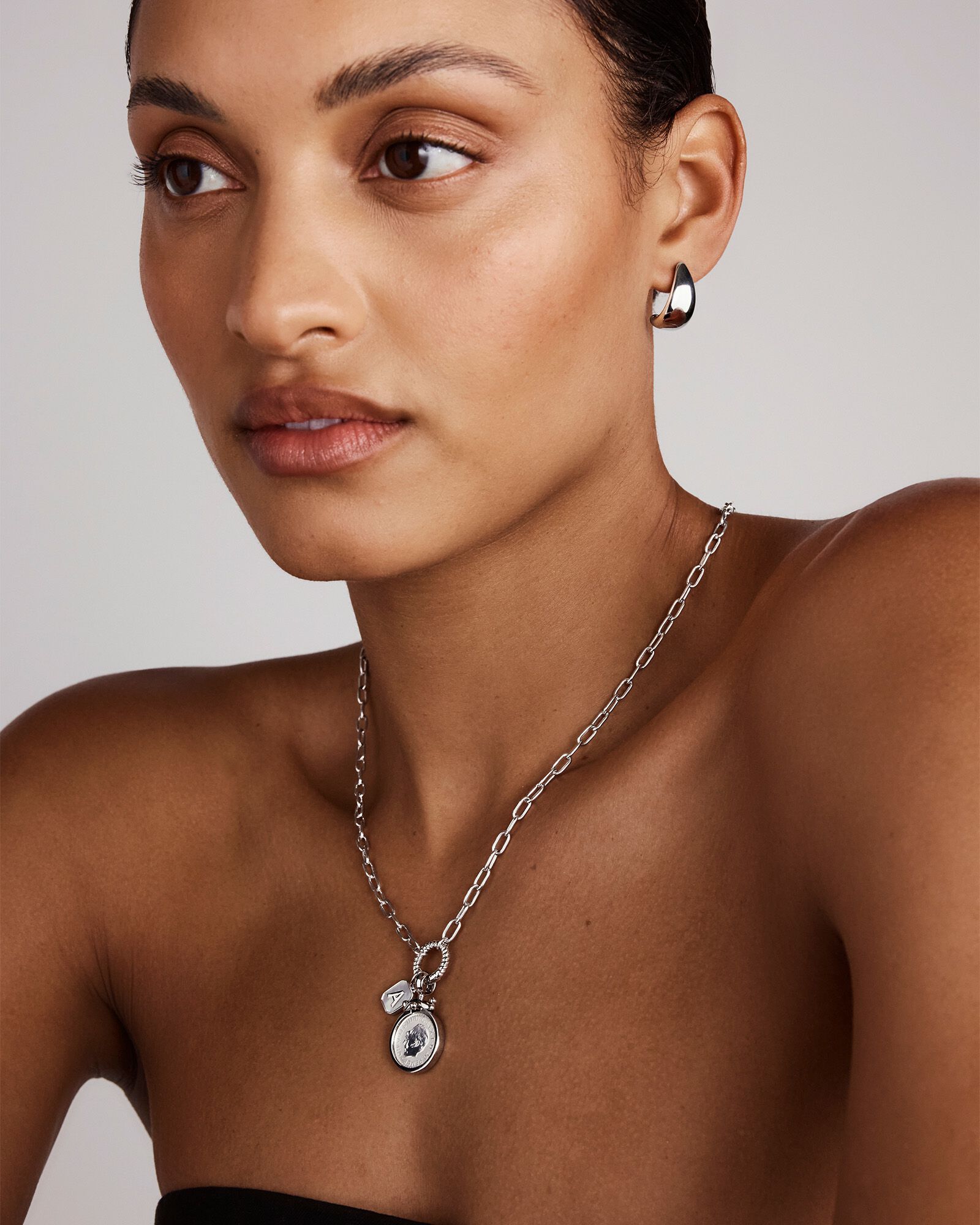 Letter A Mother of Pearl Initial Pendant in Sterling Silver