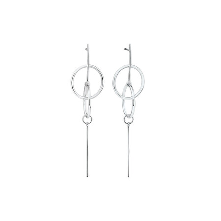 Circle Drop Earrings in Sterling Silver Circle Drop Earrings in Sterling Silver