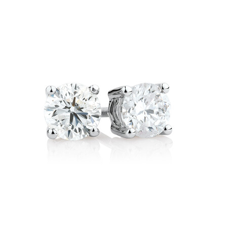 Classic Stud Earrings with 0.96 Carat TW of Diamonds in 14kt White Gold