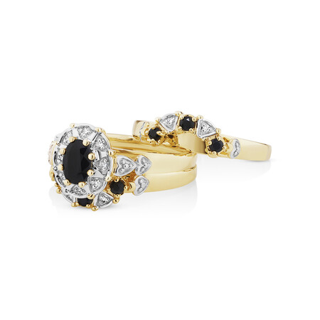 Ring with Sapphire & Diamonds in 10kt Yellow Gold Ring with Sapphire & Diamonds in 10kt Yellow Gold