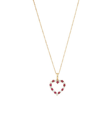 Heart Pendant with Ruby & 0.25 Carat TW of Diamonds in 10kt Yellow Gold Heart Pendant with Ruby & 0.25 Carat TW of Diamonds in 10kt Yellow Gold