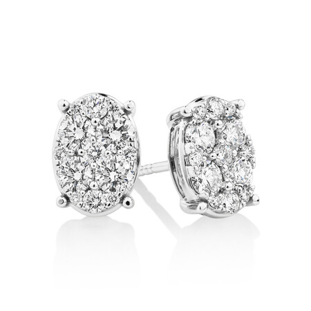 Oval Cluster Earrings with 1.0 Carat TW of Diamonds in 10kt White Gold Oval Cluster Earrings with 1.0 Carat TW of Diamonds in 10kt White Gold
