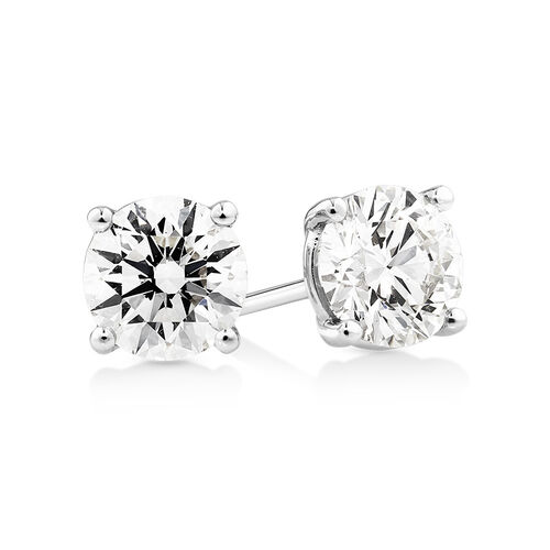 1.50 Carat TW Laboratory-Grown Diamond Solitaire Stud Earrings in 14kt White Gold