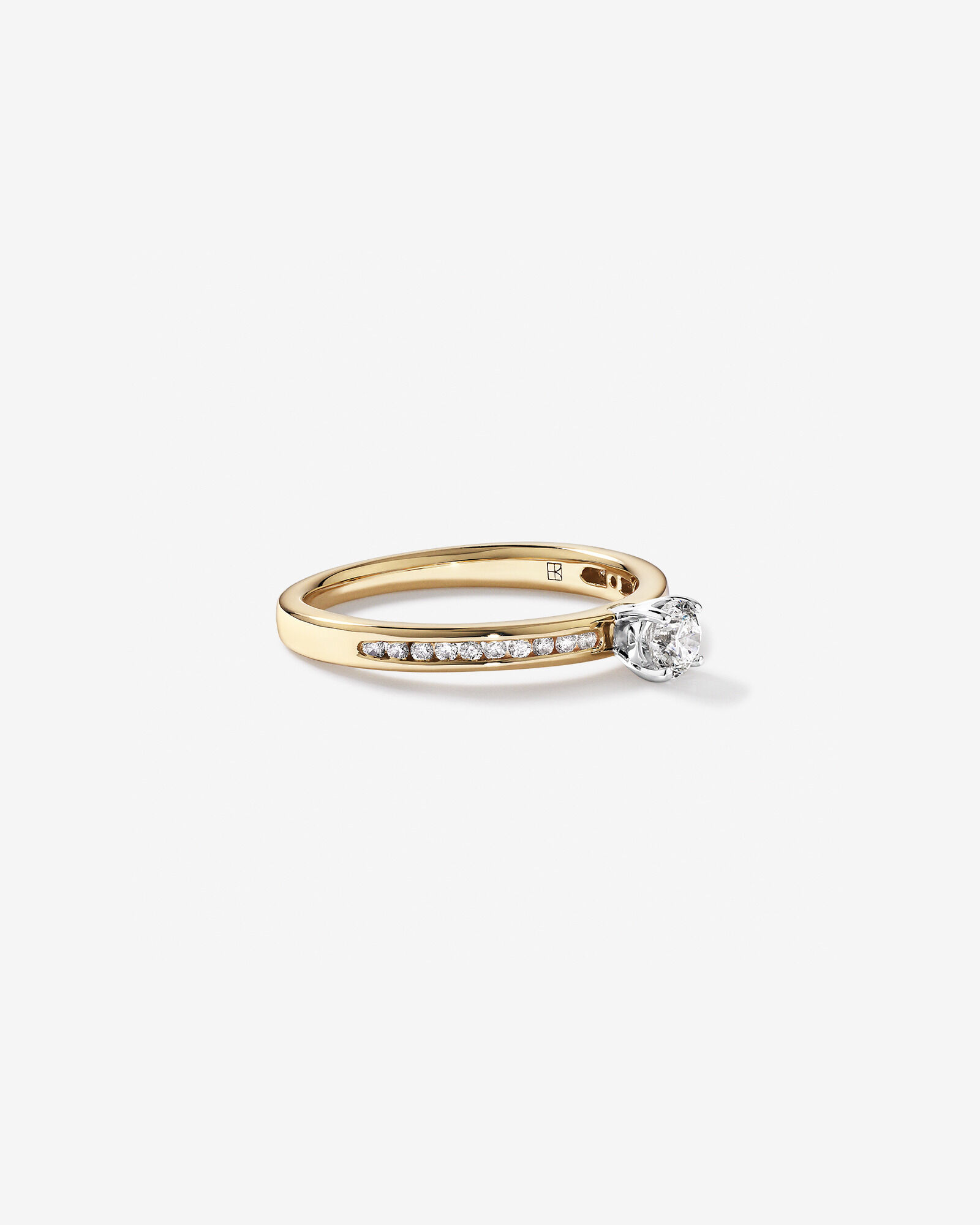 Bague avec diamant Signature 101 rond brillant de 0,45 carat TW en or jaune et blanc 14 carats