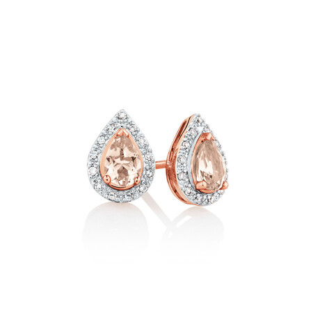 Earrings with Morganite & Diamonds in 10kt Rose Gold