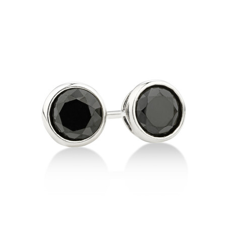 Stud Earrings with Black Cubic Zirconia in Sterling Silver Stud Earrings with Black Cubic Zirconia in Sterling Silver