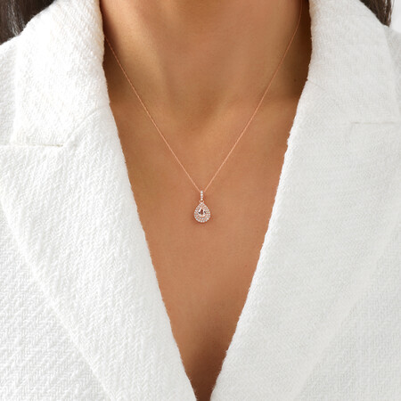 Sir Michael Hill Designer Fashion Pendant with Morganite & 0.20 Carat TW of Diamonds in 10kt Rose Gold Sir Michael Hill Designer Fashion Pendant with Morganite & 0.20 Carat TW of Diamonds in 10kt Rose Gold