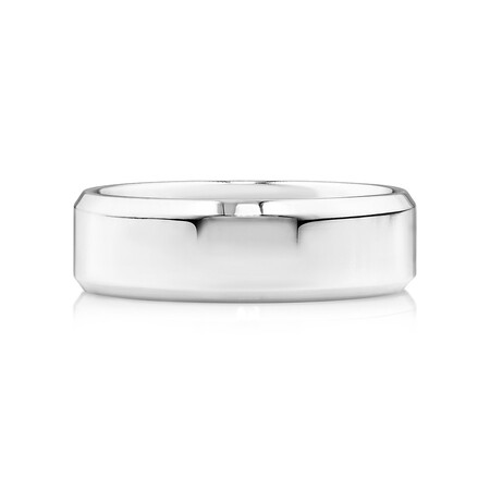 Flat Bevelled Wedding Band in 10kt White Gold Flat Bevelled Wedding Band in 10kt White Gold