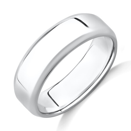 7mm Flat Bevelled Wedding Band in Sterling Silver 7mm Flat Bevelled Wedding Band in Sterling Silver