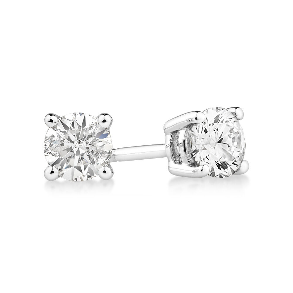 Stud Earrings with 0.46 Carat TW of Diamonds in 14kt White Gold