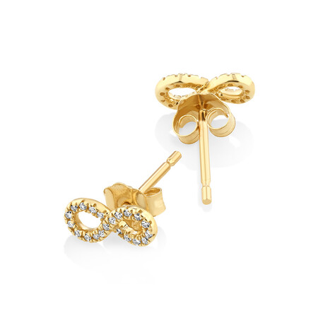 Mini Infinity Earrings with Diamonds in 10kt Yellow Gold Mini Infinity Earrings with Diamonds in 10kt Yellow Gold