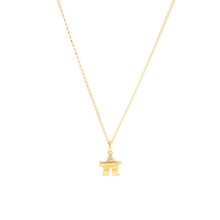 Inukshuk Pendant with Diamonds In 10kt Yellow Gold Inukshuk Pendant with Diamonds In 10kt Yellow Gold