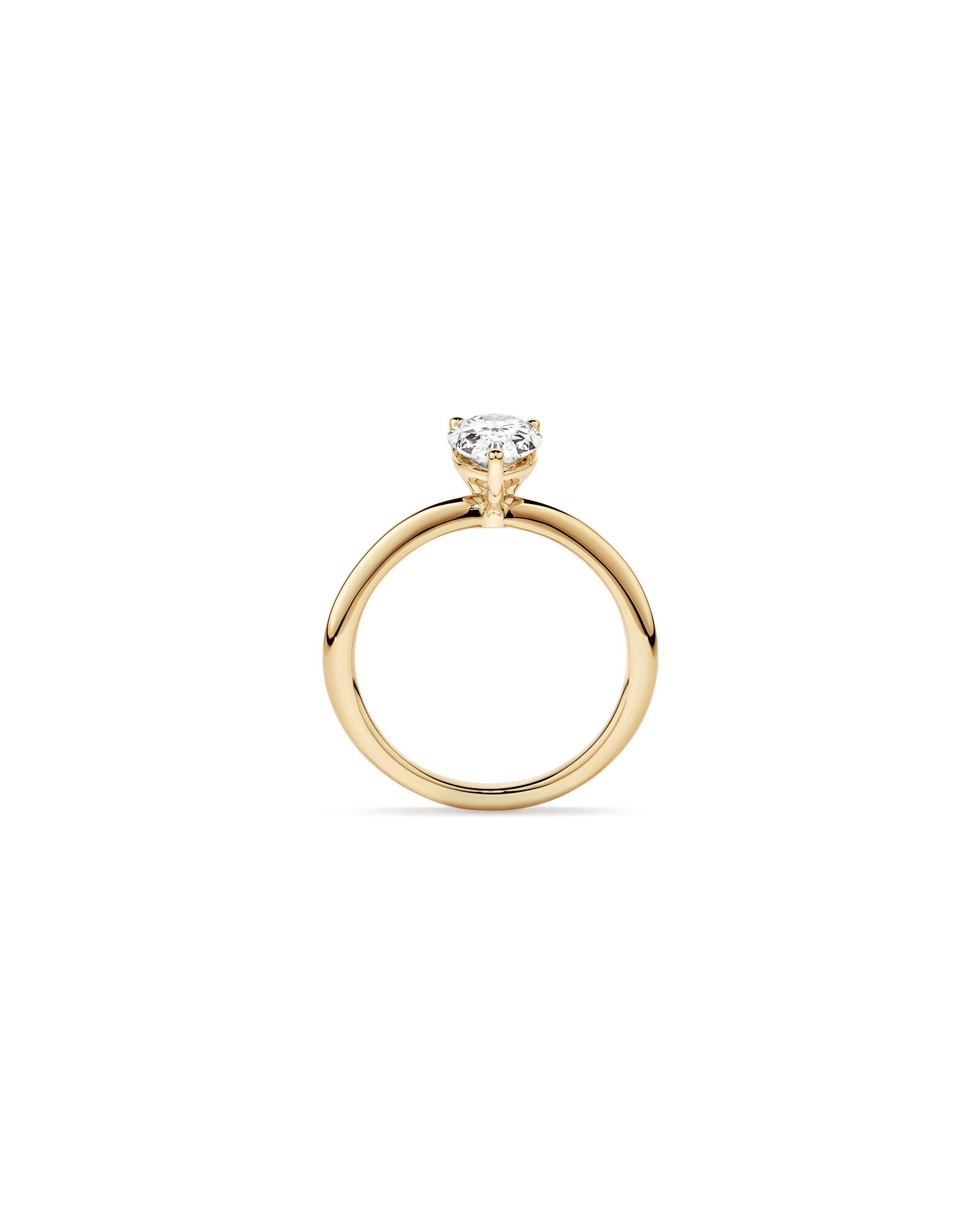 Bague de fiançailles solitaire en diamant cultivé en laboratoire TW Pear de 1,25 carat en or jaune 14 carats
